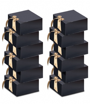 Black paper gift boxes with ribbon