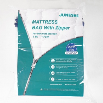JUNESHE Reusable Queen Mattress Bag for Moving and Storage - Strong Zipper Closure Mattress Cover - 5 Mil Heavy Duty Waterproof Mattress Protector-Tear Resistant,82x62x14 inches,1 Pack