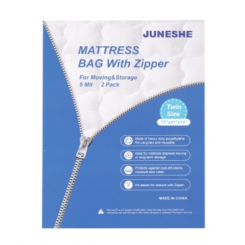 JUNESHE 2 Pack Reusable Mattress Bags-Twin Size Mattress Storage Bag- Strong Zippered Mattress Moving Bags, Mattress Protector, 5 Mil Heavy Duty Mattress Cover,77x41x14 inches