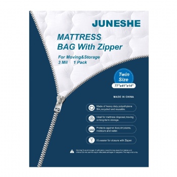 JUNESHE Twin Mattress Bag for Moving and Storage with Strong Zipper – Reusable Mattress Cover - 3 Mil Waterproof Mattress Protector- 77x41x14 inches,1 Pack