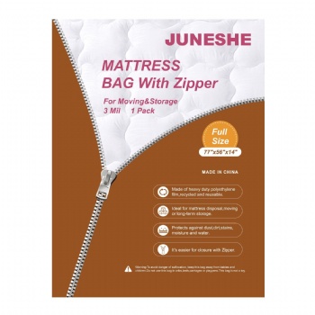 JUNESHE Full Mattress Bag for Moving and Storage with Strong Zipper – Reusable Mattress Cover - 3 Mil Waterproof Mattress Protector- 77x56x14 inches,1 Pack