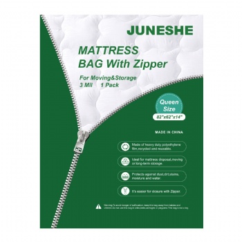 JUNESHE Queen Mattress Bag for Moving and Storage with Strong Zipper – Reusable Mattress Cover - 3 Mil Waterproof Mattress Protector- 82x62x14 inches,1 Pack